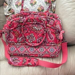 Vera Bradley Pink Satchel Bag Travel Laptop Shoulder Strap Carry On